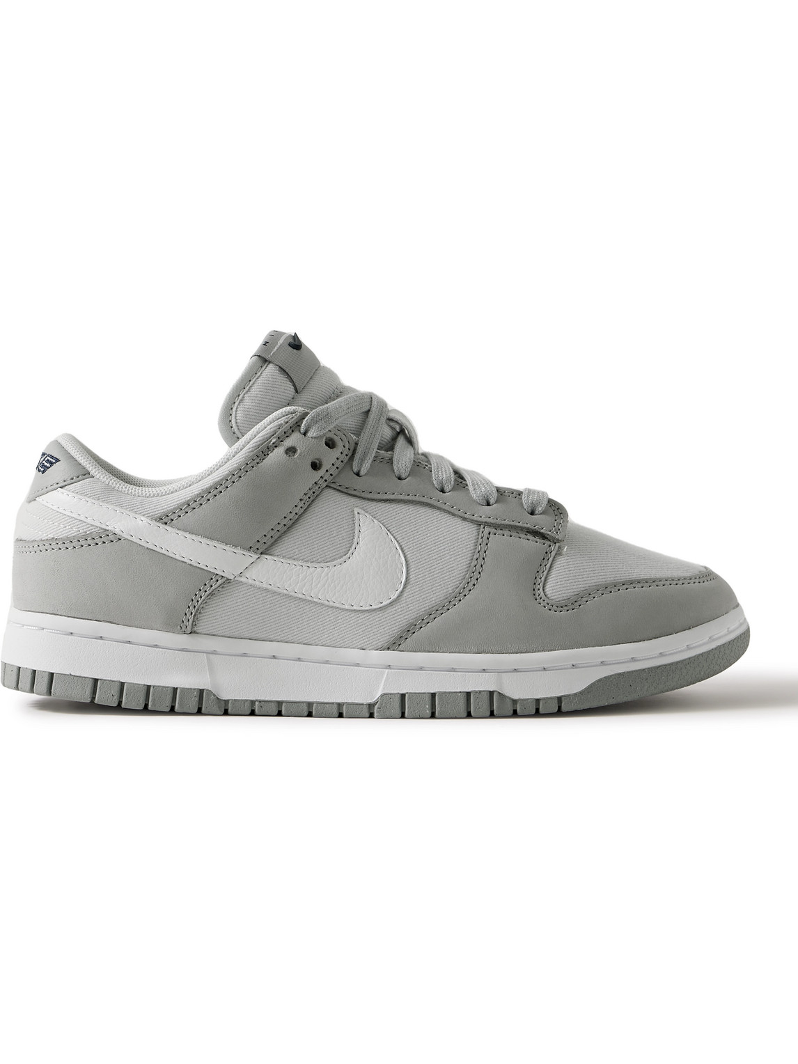 Nike Dunk Low Lx Leather And Suede-trimmed Drill Sneakers In Gray