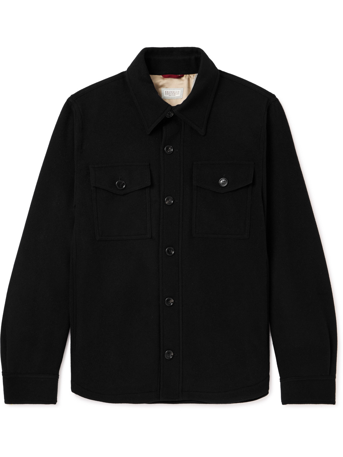 Shop Brunello Cucinelli Cashmere-felt Overshirt In Black