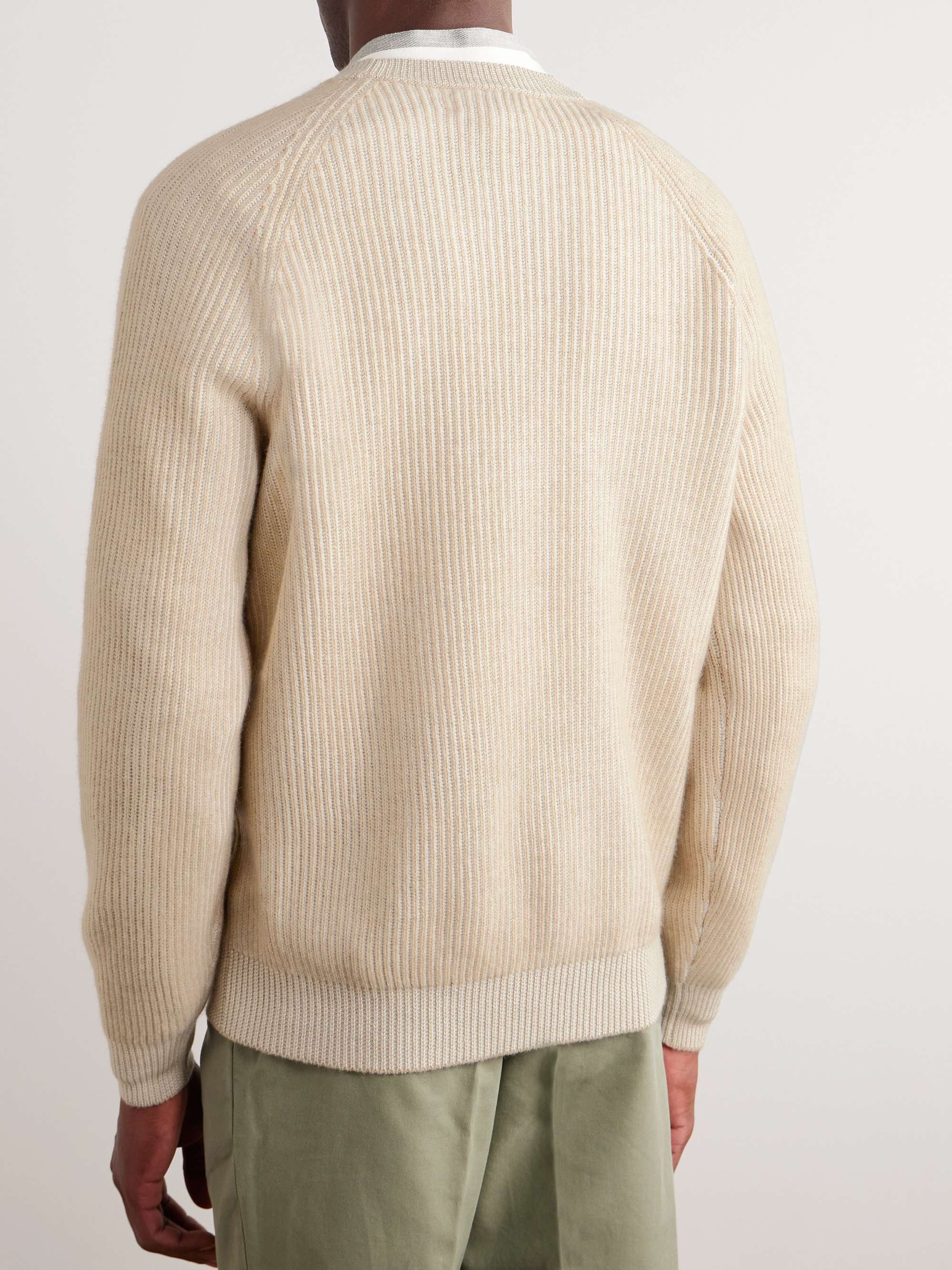 BRUNELLO CUCINELLI Striped Ribbed Cashmere Sweater