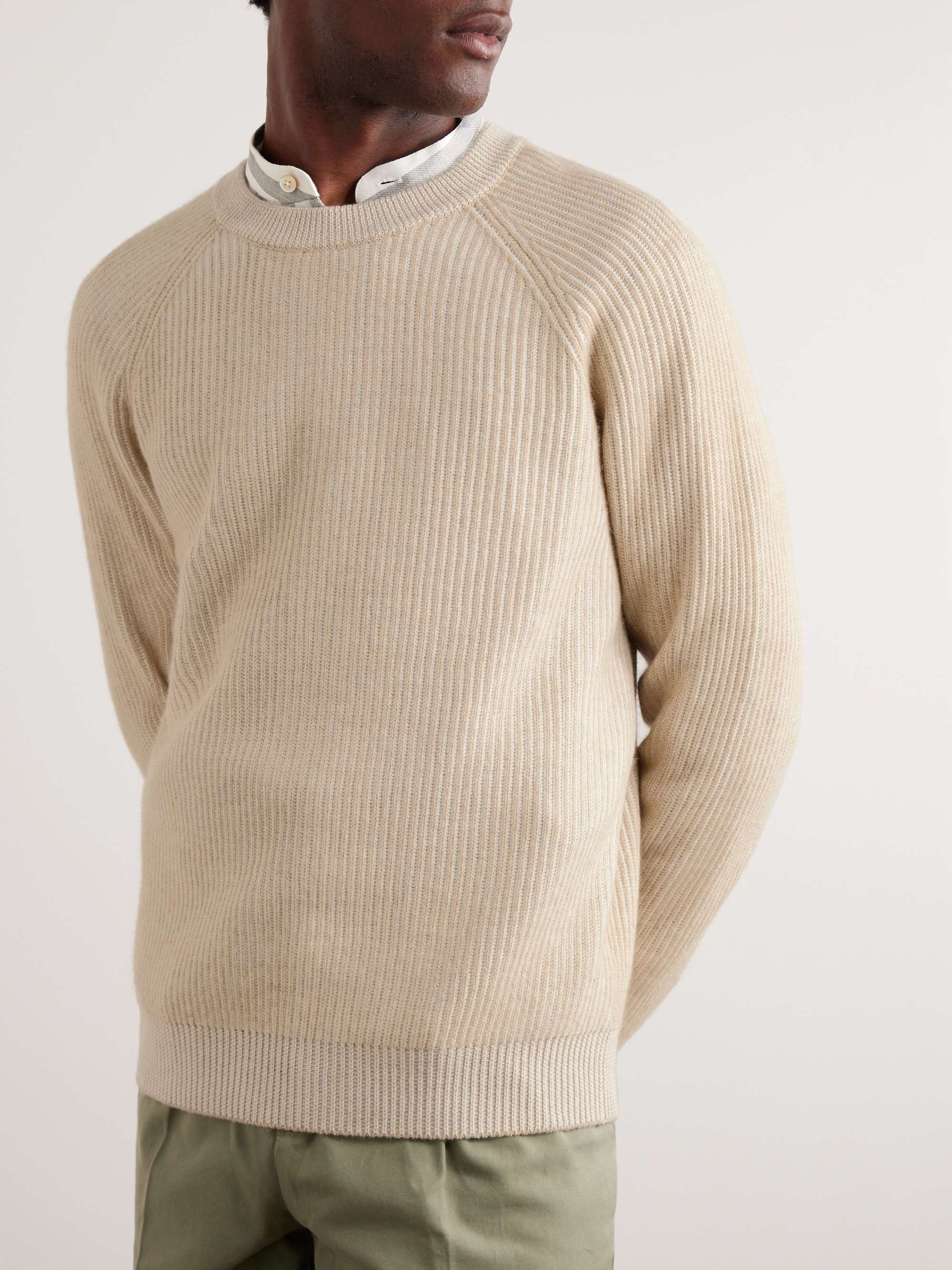 BRUNELLO CUCINELLI Striped Ribbed Cashmere Sweater