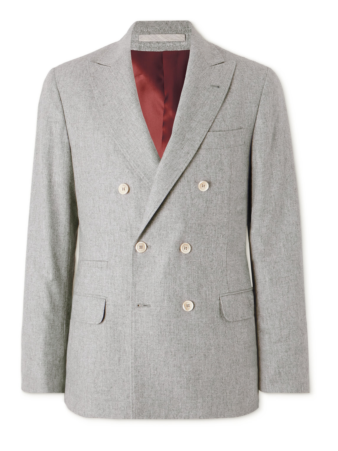 Double-Breasted Wool, Silk and Cashmere-Blend Flannel Blazer
