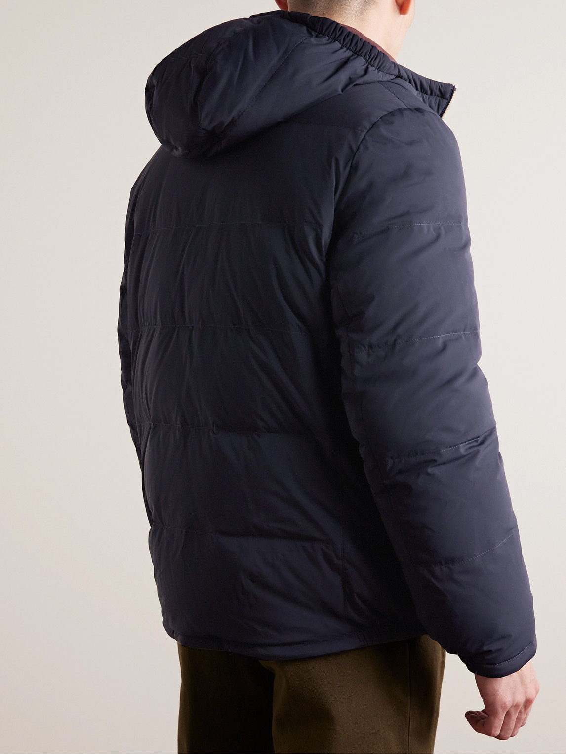 Shop Brunello Cucinelli Reversible Quilted Shell Hooded Down Jacket In Blue
