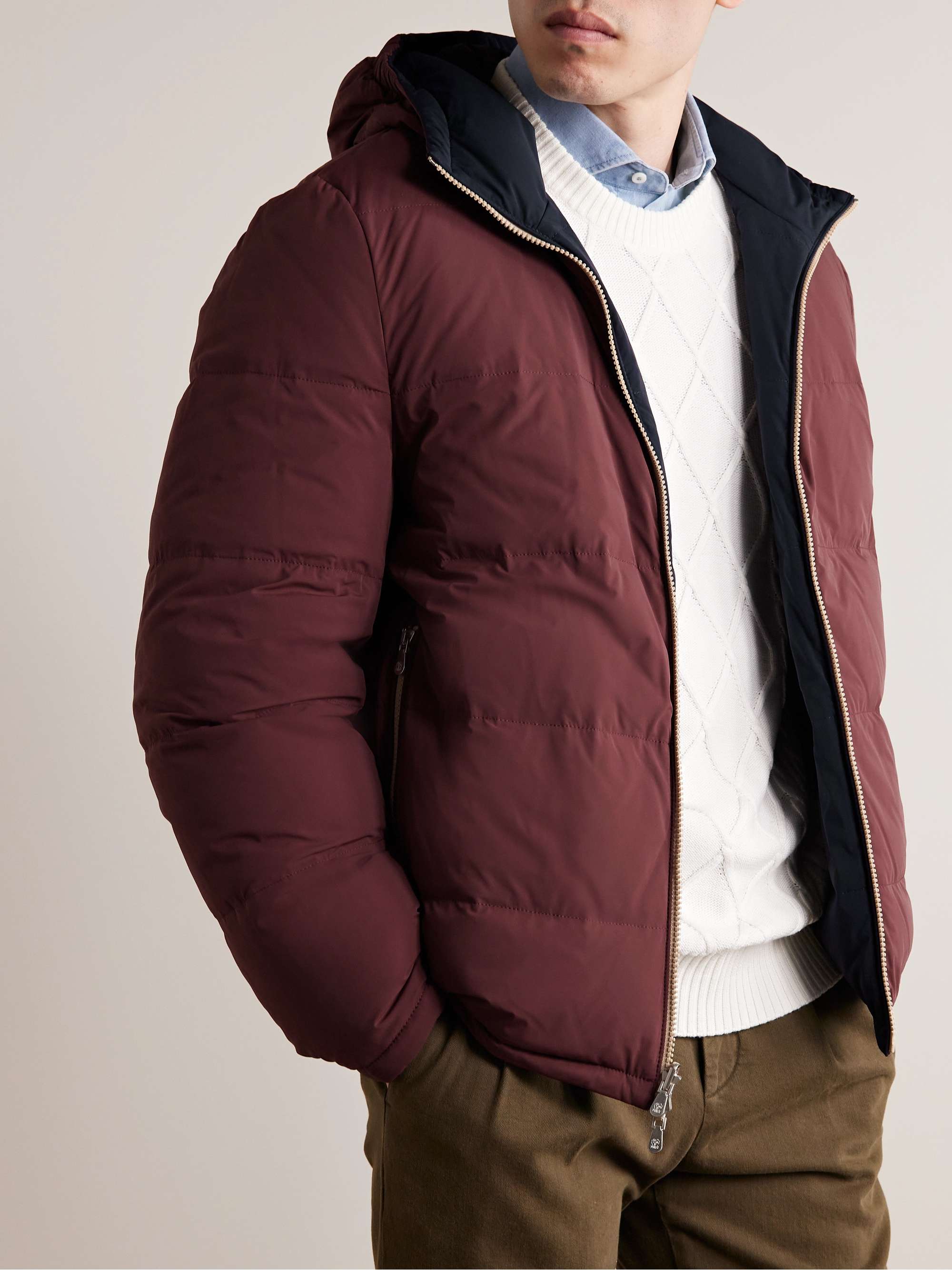 BRUNELLO CUCINELLI Reversible Quilted Shell Hooded Down Jacket for Men ...