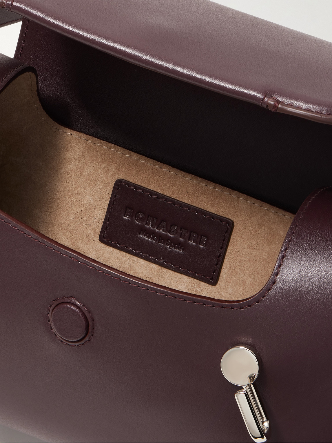 Shop Bonastre Lovni Leather Messenger Bag In Burgundy