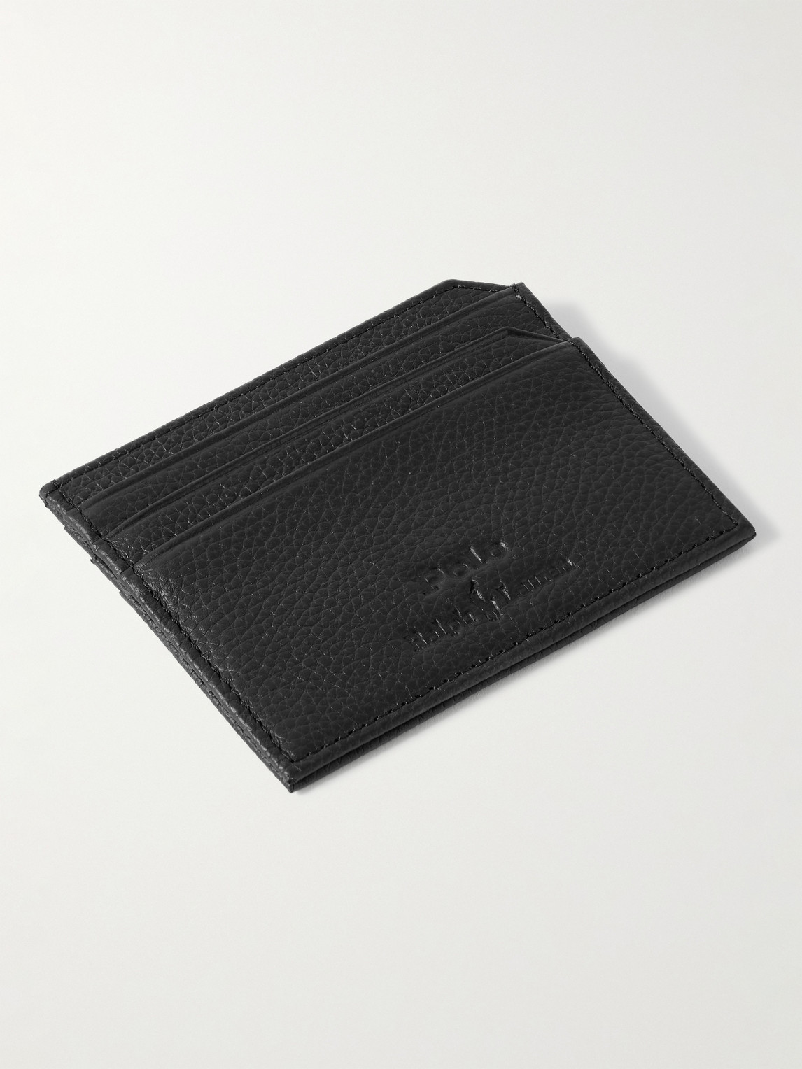 Shop Polo Ralph Lauren Logo-debossed Full-grain Leather Cardholder In Black