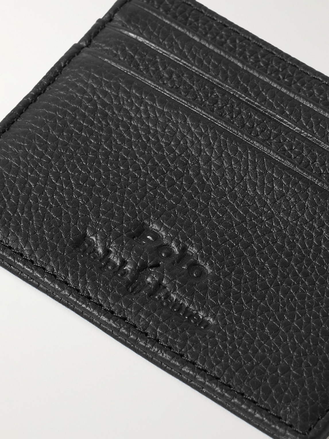Shop Polo Ralph Lauren Logo-debossed Full-grain Leather Cardholder In Black