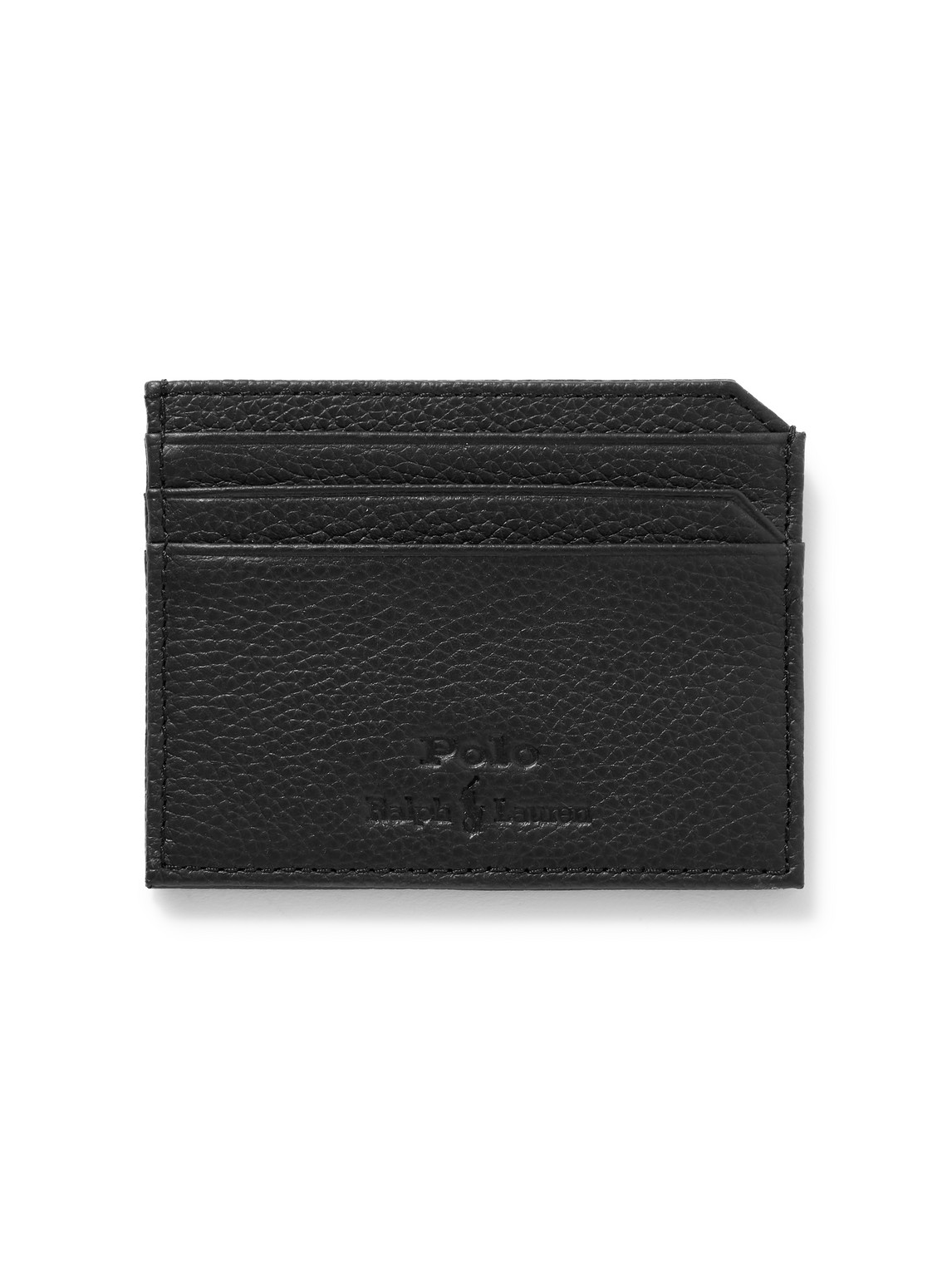 Polo Ralph Lauren Logo-debossed Full-grain Leather Cardholder In Black