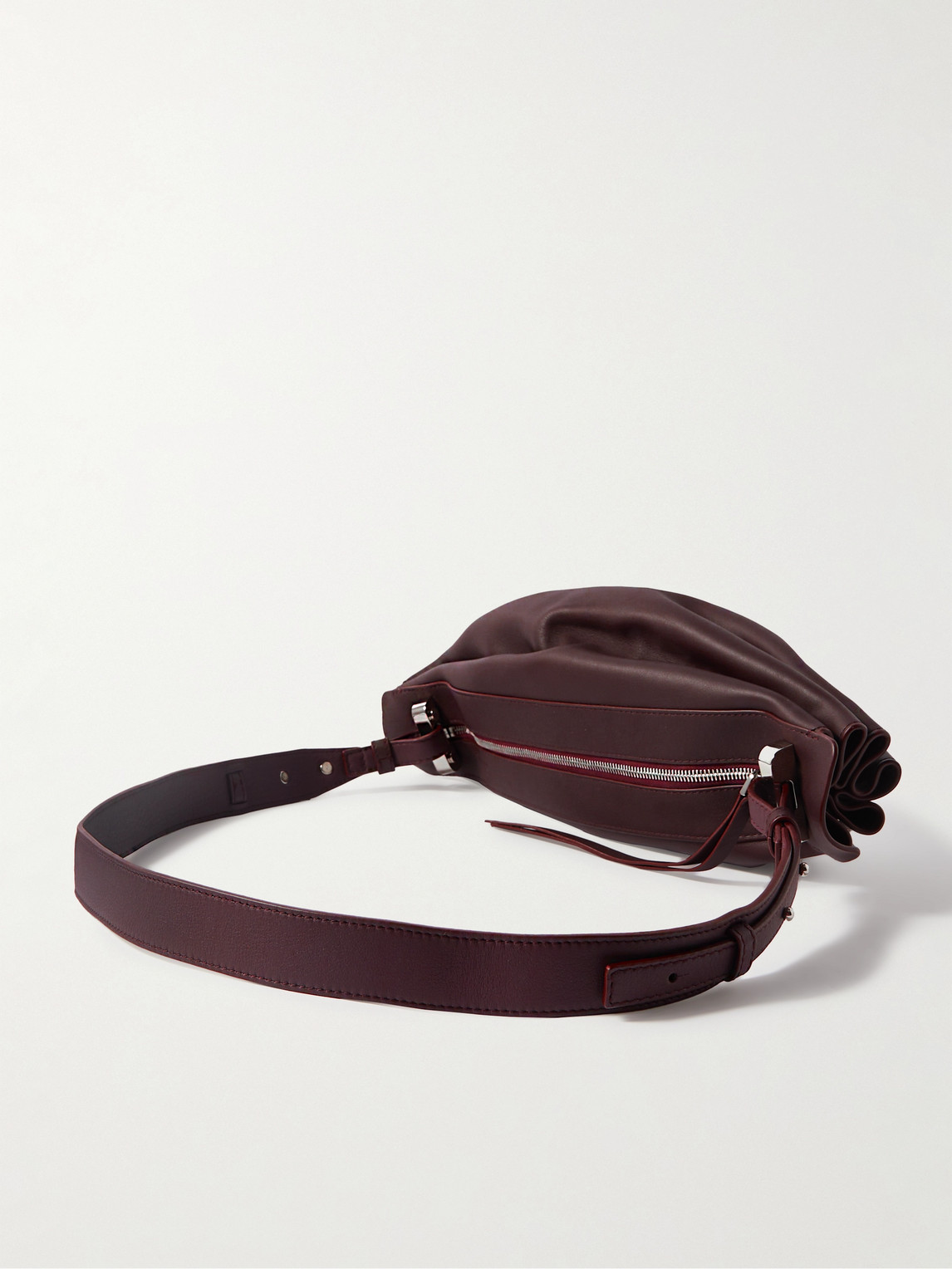 Shop Bonastre Ring Leather Messenger Bag In Burgundy