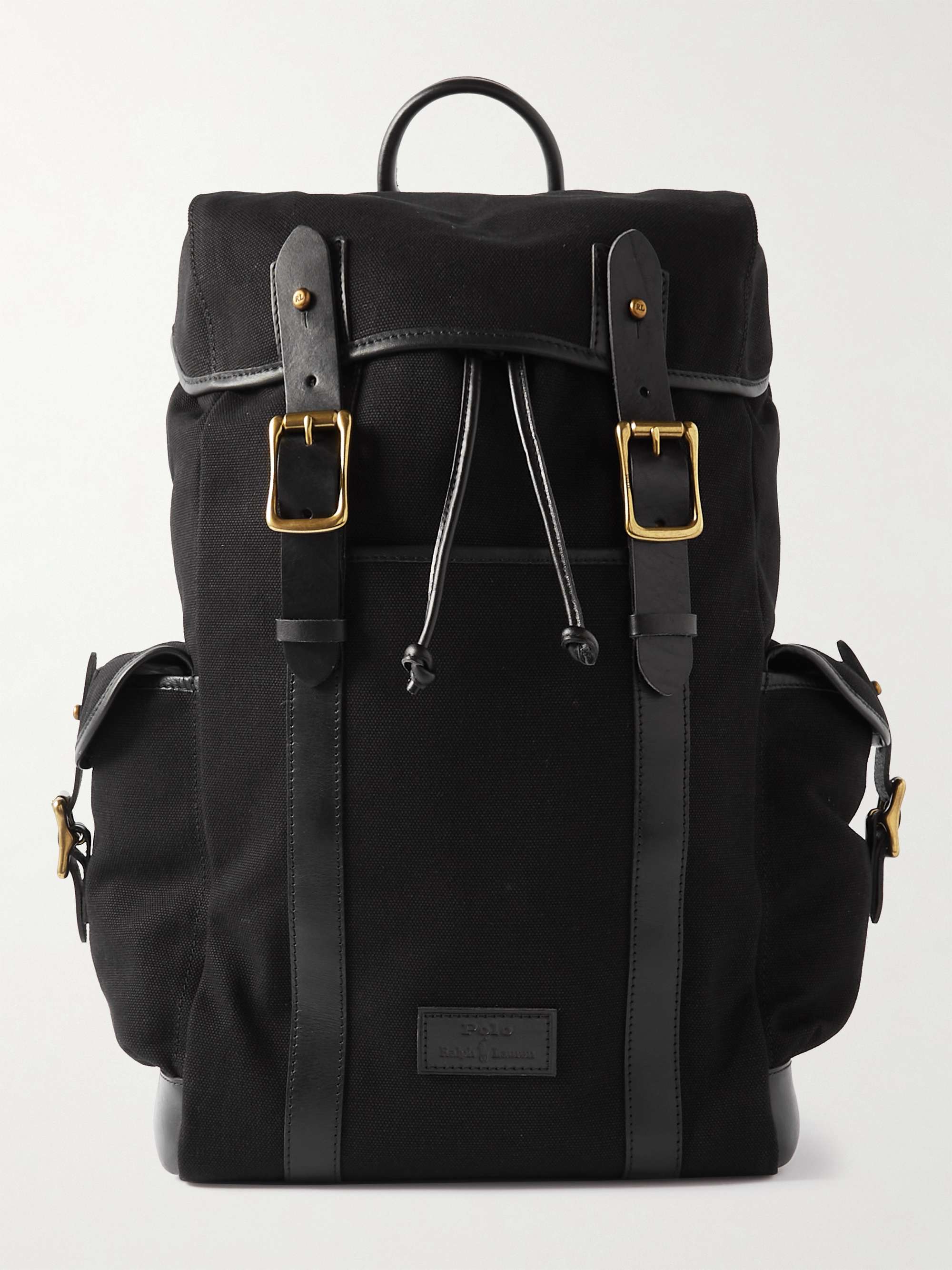 Logo-Appliquéd Leather-Trimmed Canvas Backpack