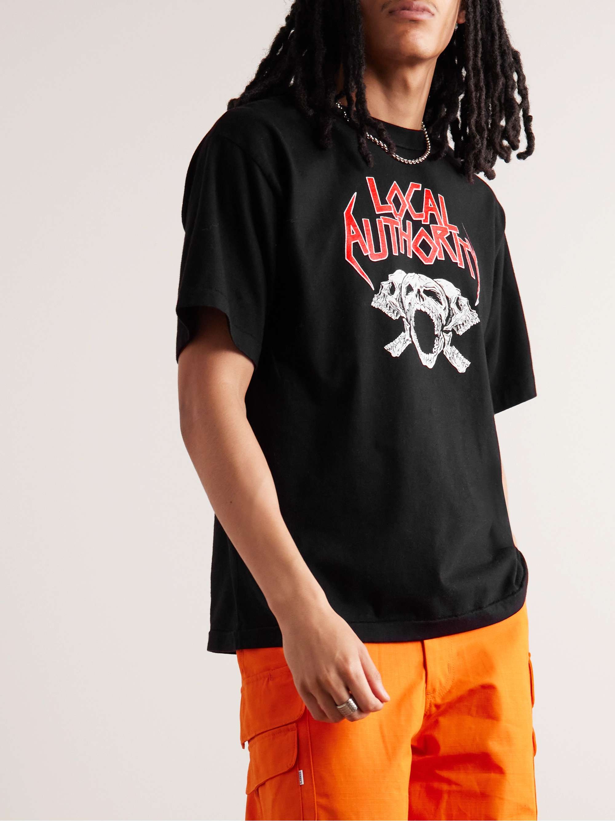 LOCAL AUTHORITY LA Tri Skull Tour Printed Cotton-Jersey T-Shirt