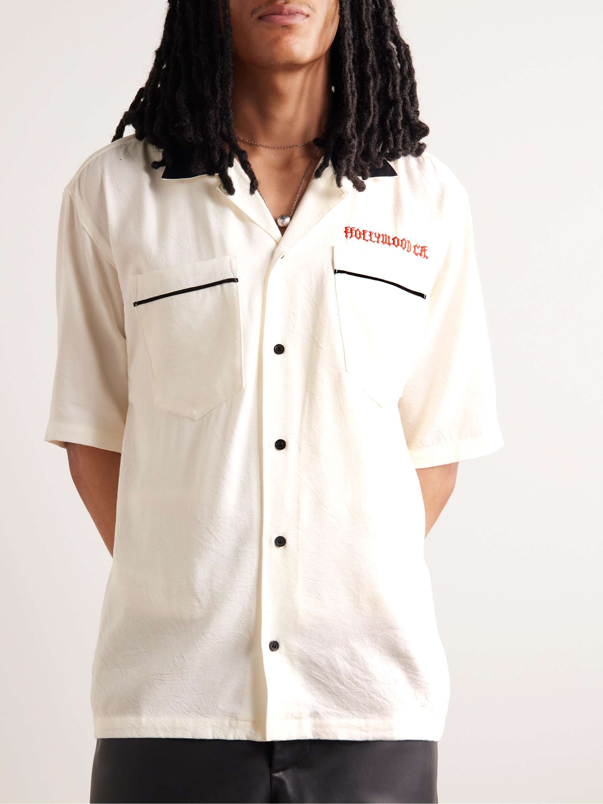 LOCAL AUTHORITY LA Fantasy Room Camp-Collar Embroidered Printed Twill Shirt