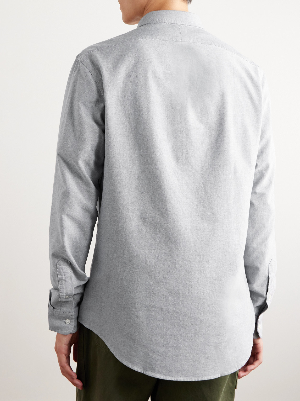 Shop Polo Ralph Lauren Slim-fit Button-down Collar Cotton Oxford Shirt In Gray