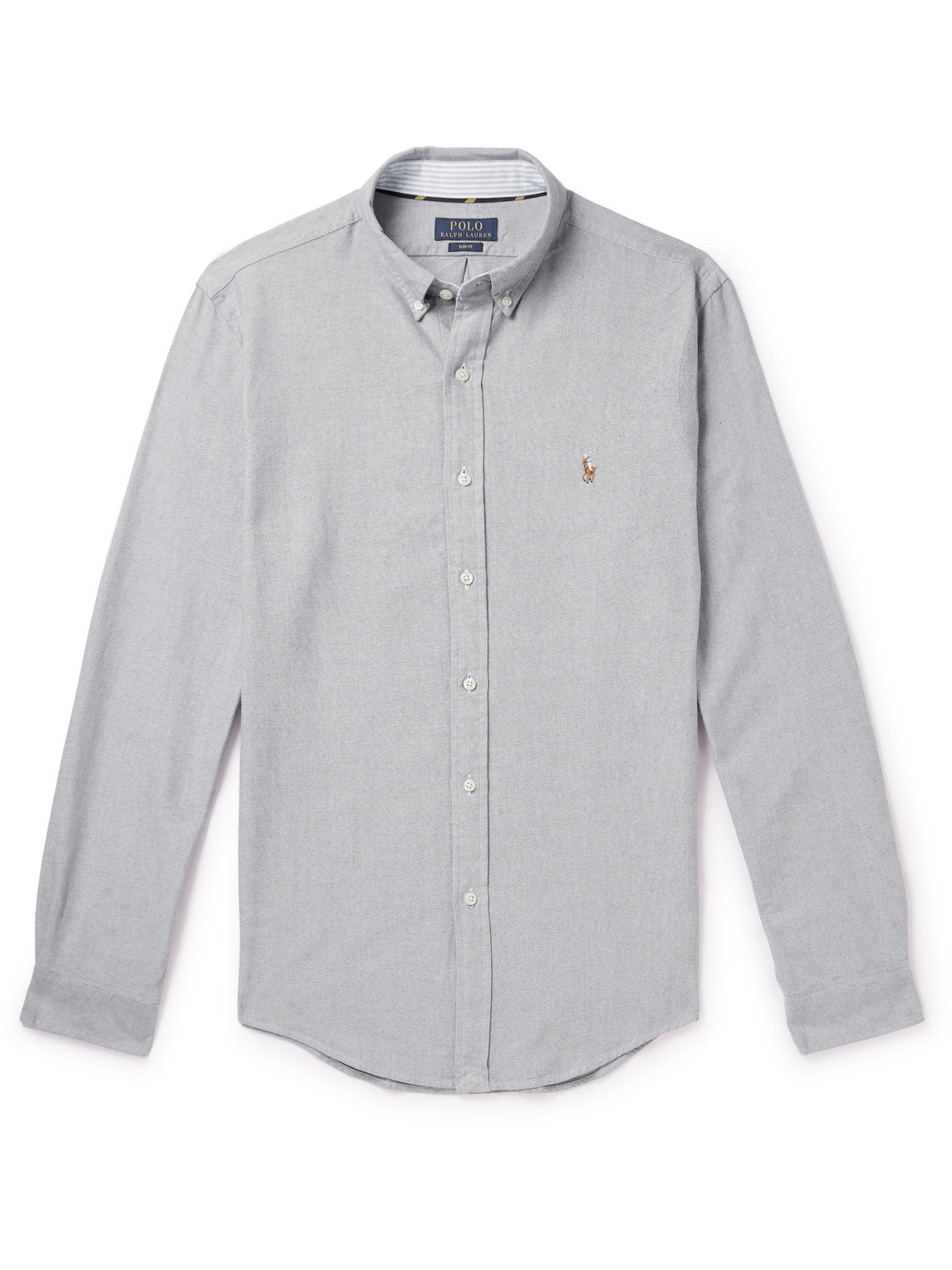 Polo Ralph Lauren Slim-fit Button-down Collar Cotton Oxford Shirt In Gray