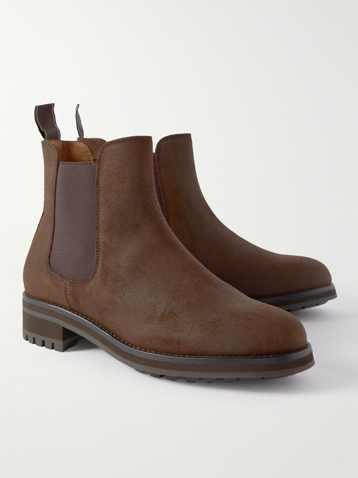 Shop Polo Ralph Lauren Bryson Oiled-suede Chelsea Boots In Brown