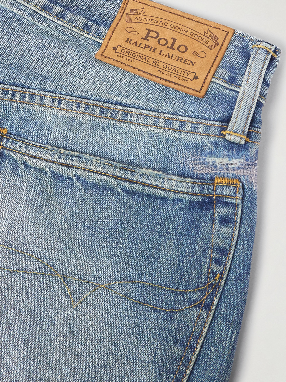 Shop Polo Ralph Lauren Straight-leg Distressed Jeans In Blue
