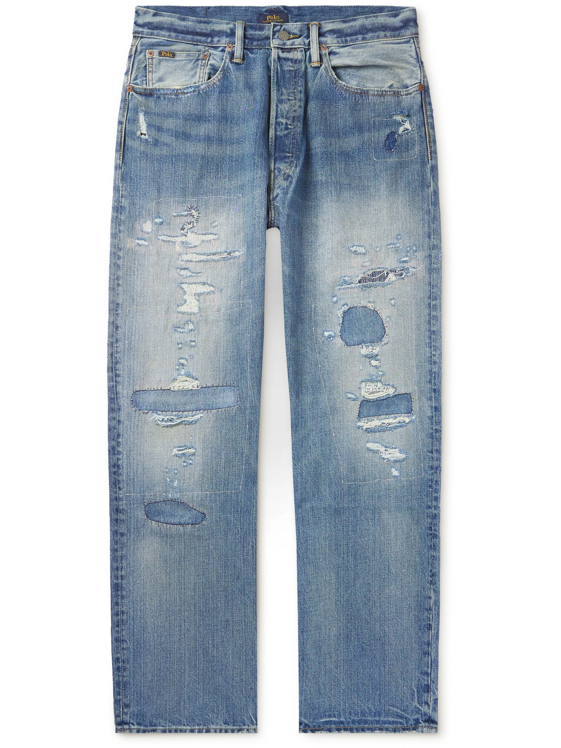 Shop Polo Ralph Lauren Straight-leg Distressed Jeans In Blue