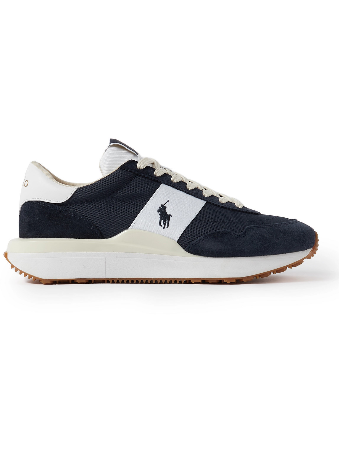 POLO RALPH LAUREN TRAIN 89 RUBBER-TRIMMED, SUEDE AND MESH SNEAKERS