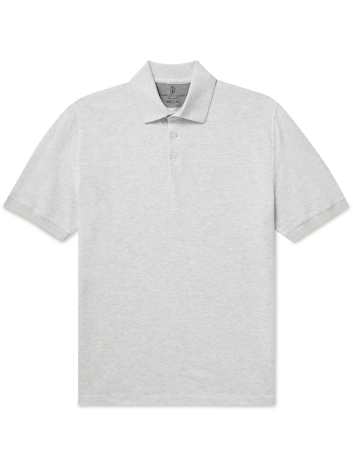 Brunello Cucinelli Cotton-piqué Polo Shirt In Gray