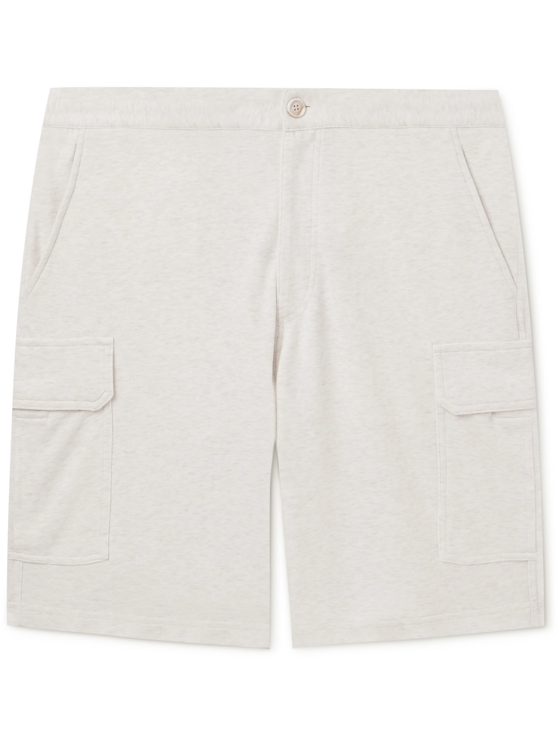 Brunello Cucinelli Straight-leg Cotton-blend Jersey Cargo Shorts In Gray