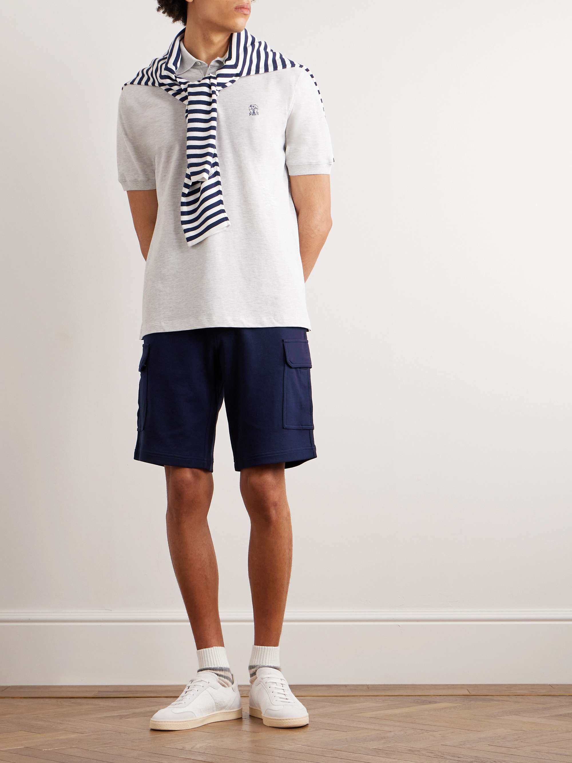 BRUNELLO CUCINELLI Straight-Leg Cotton-Blend Drawstrings Shorts