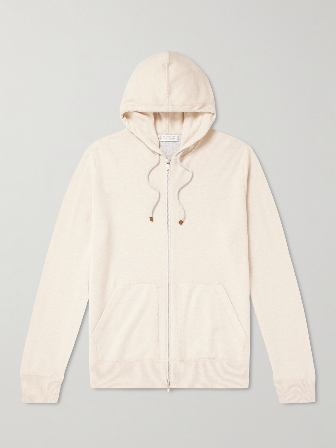 BRUNELLO CUCINELLI WOOL, CASHMERE AND SILK-BLEND ZIP-UP HOODIE