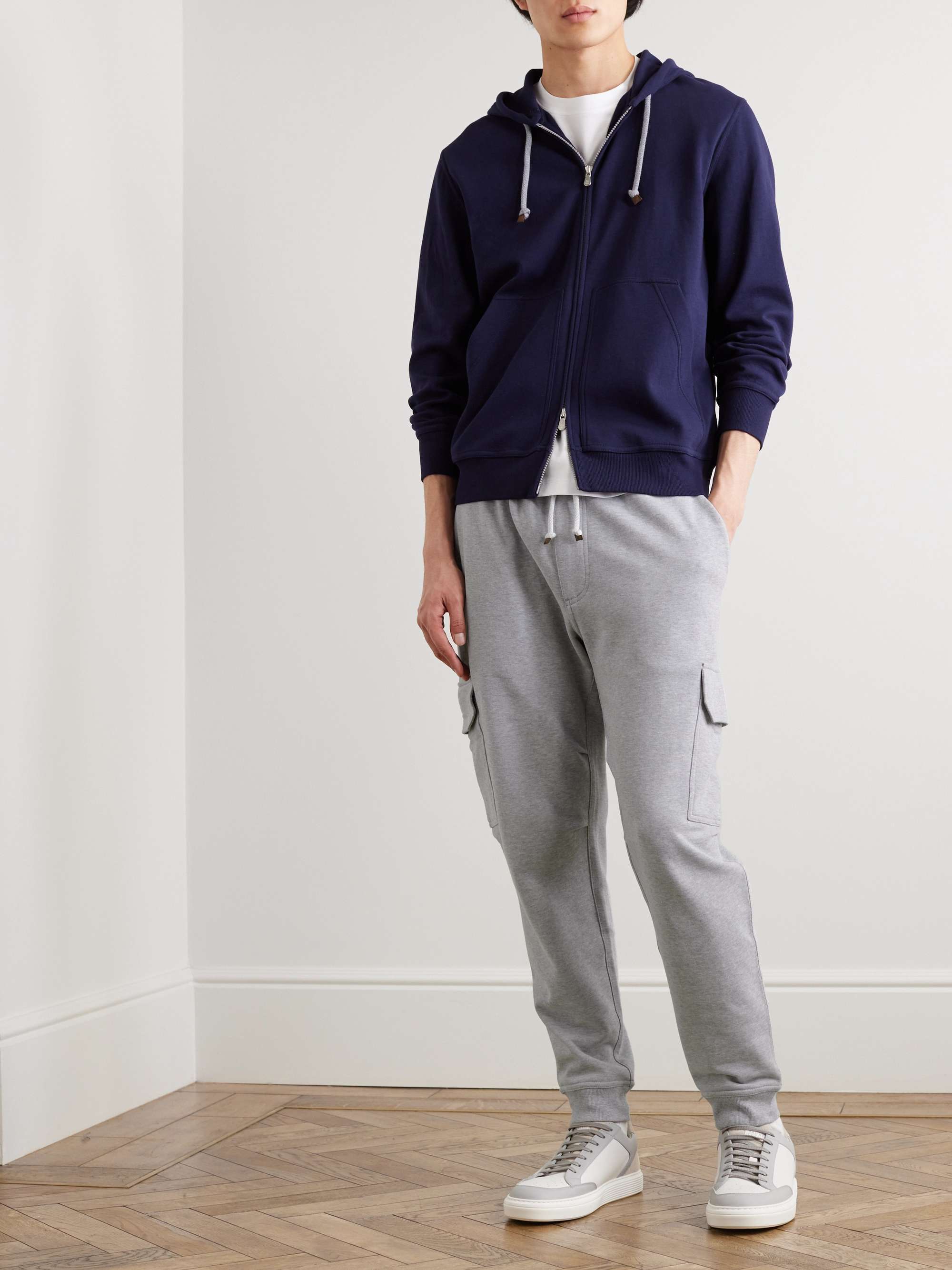 BRUNELLO CUCINELLI Tapered Cotton-Jersey Cargo Sweatpants for Men | MR ...