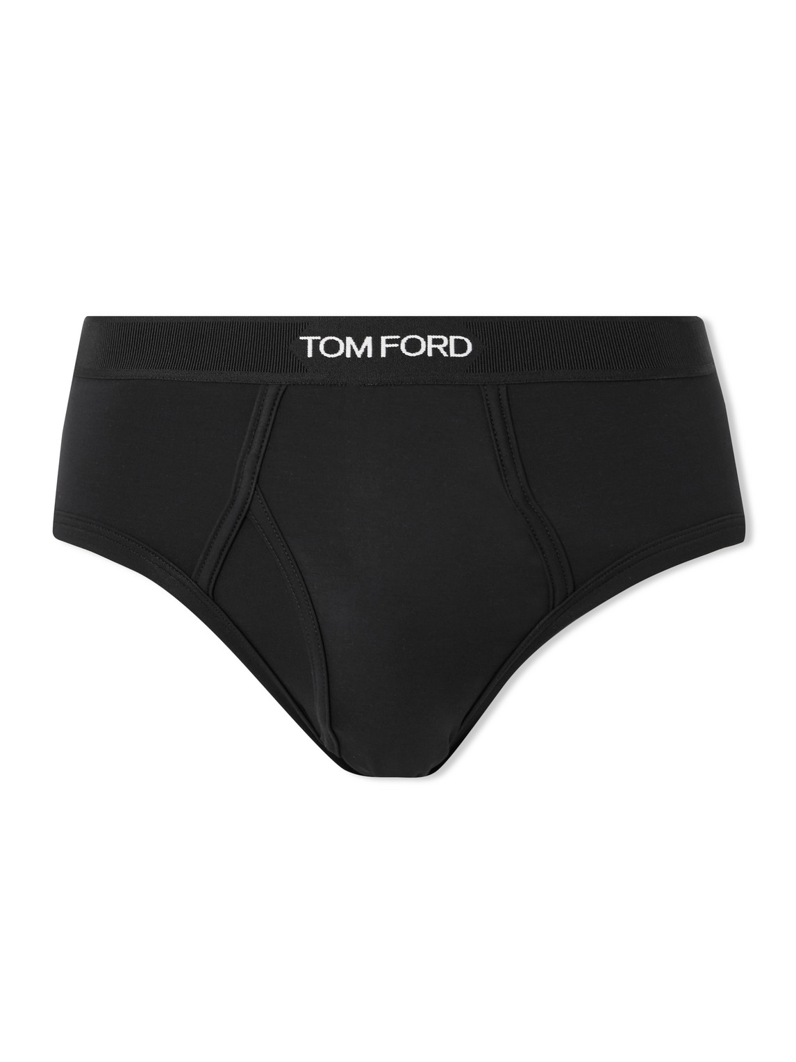 Tom Ford Stretch-cotton And Modal-blend Briefs In Black