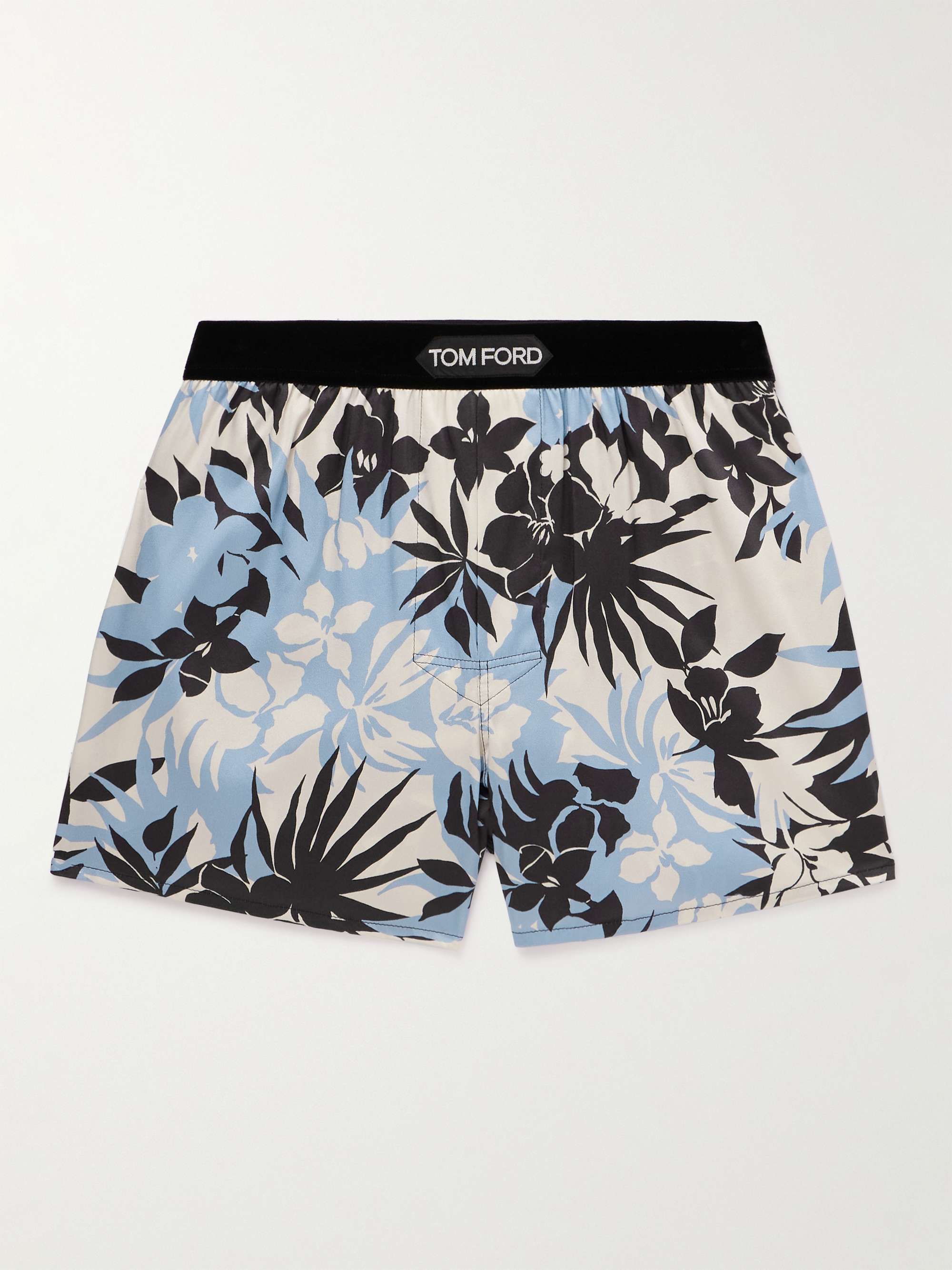 TOM FORD Velvet-Trimmed Floral-Print Silk-Satin Boxer Shorts for Men ...