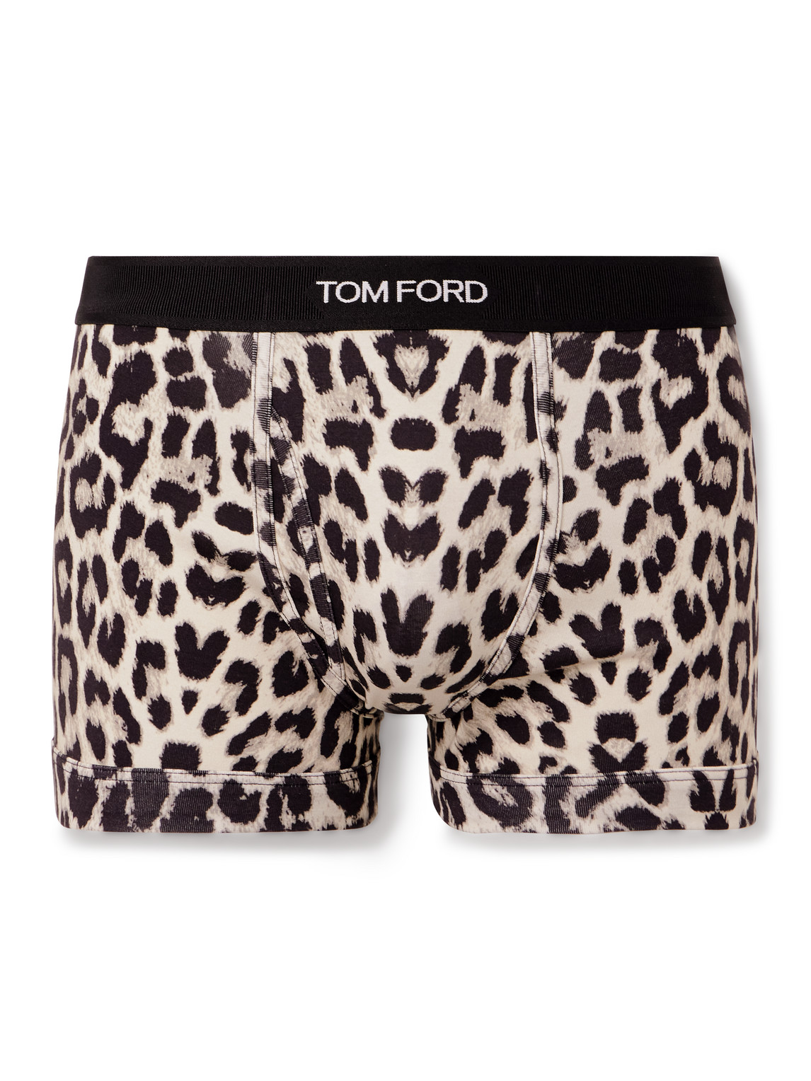 Tom Ford Leopard-print Stretch-cotton Jersey Briefs In Brown