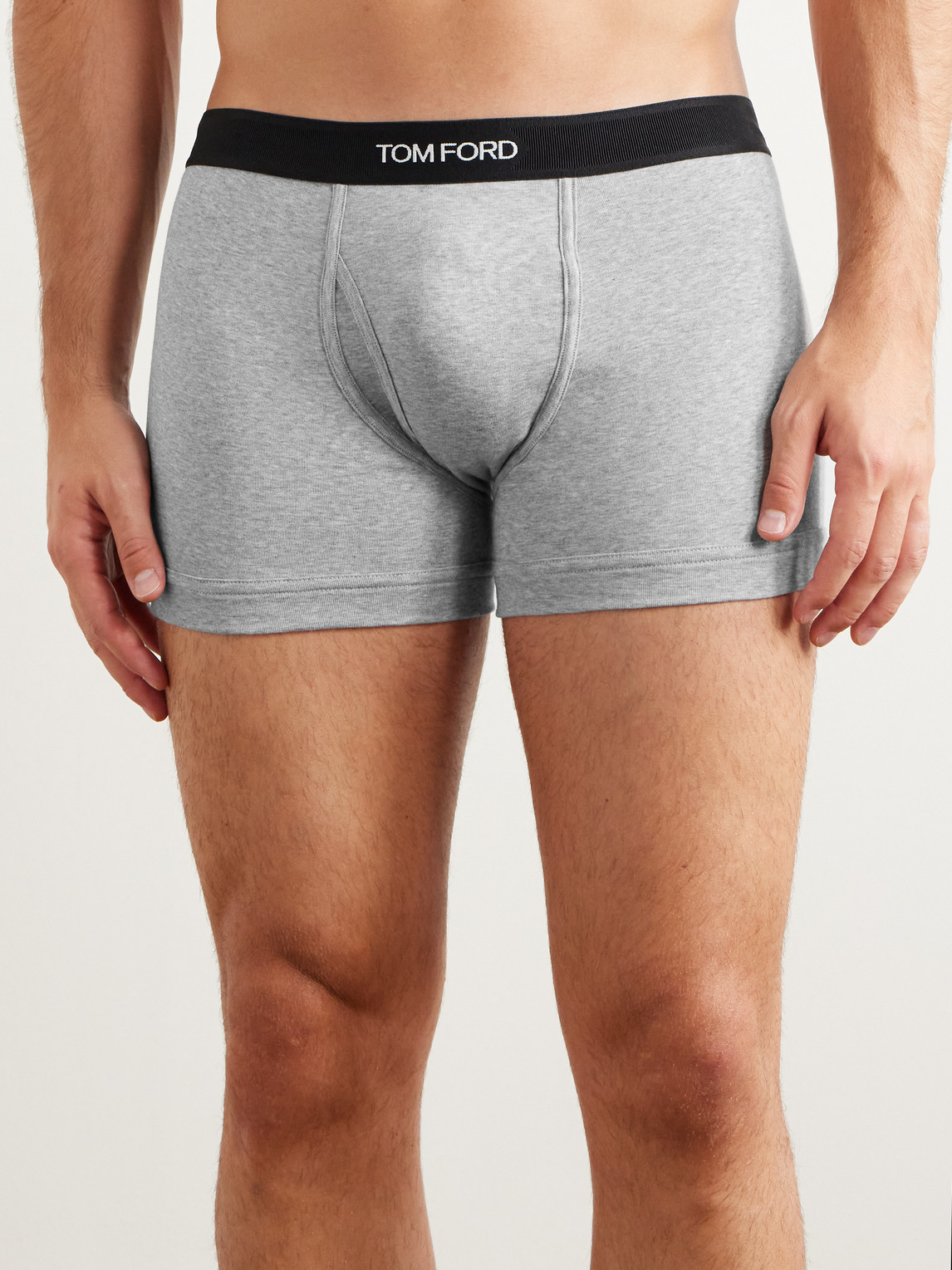 Tom Ford Mens Grey Logo-waistband Stretch-cotton Boxers Pack Of Two In White