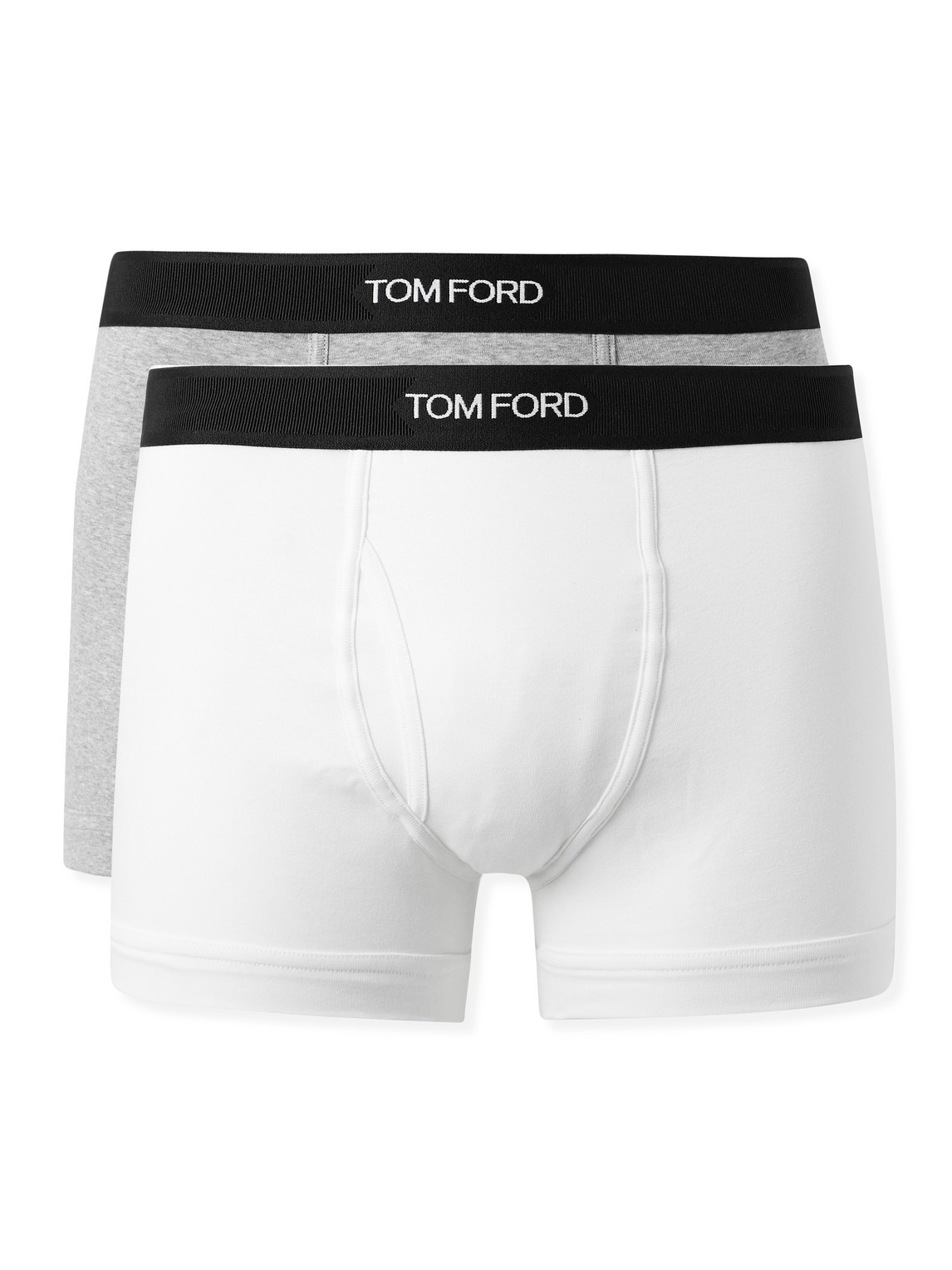 Tom Ford Mens Grey Logo-waistband Stretch-cotton Boxers Pack Of Two In White