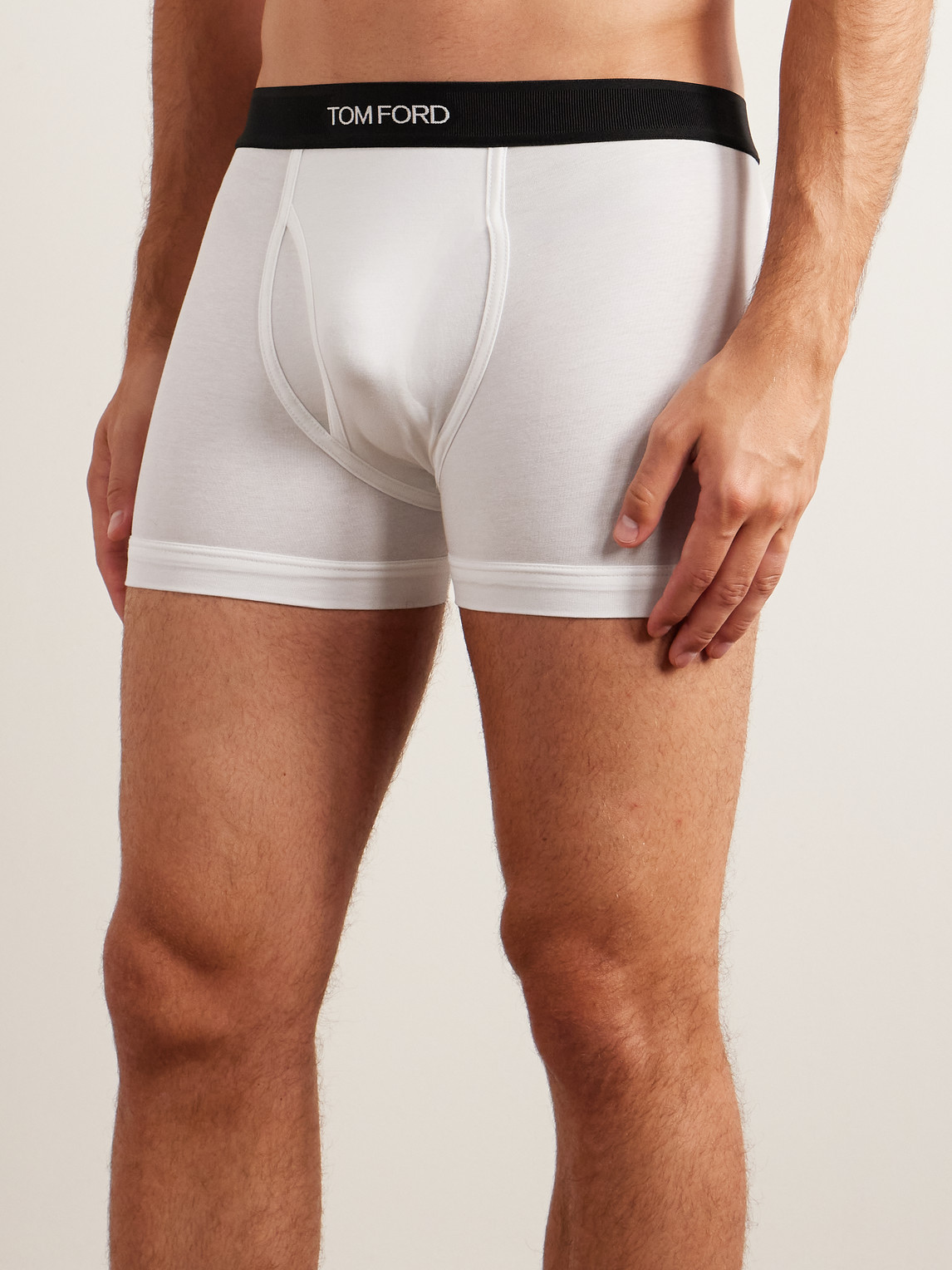 Shop Tom Ford Stretch-cotton And Modal-blend Boxer Briefs In White