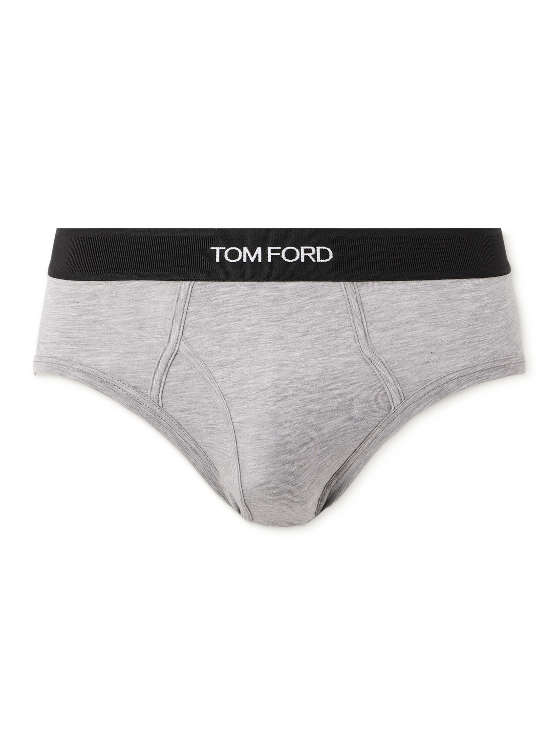 Tom Ford Stretch-cotton And Modal-blend Briefs In Gray