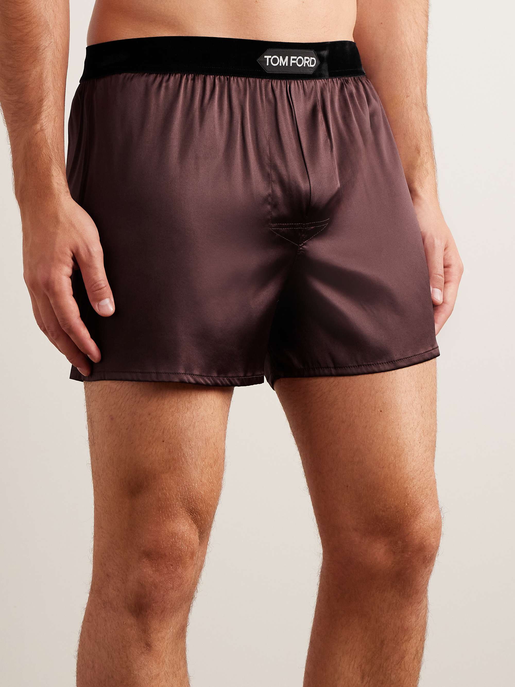 TOM FORD VelvetTrimmed StretchSilk Satin Boxer Shorts for Men MR PORTER