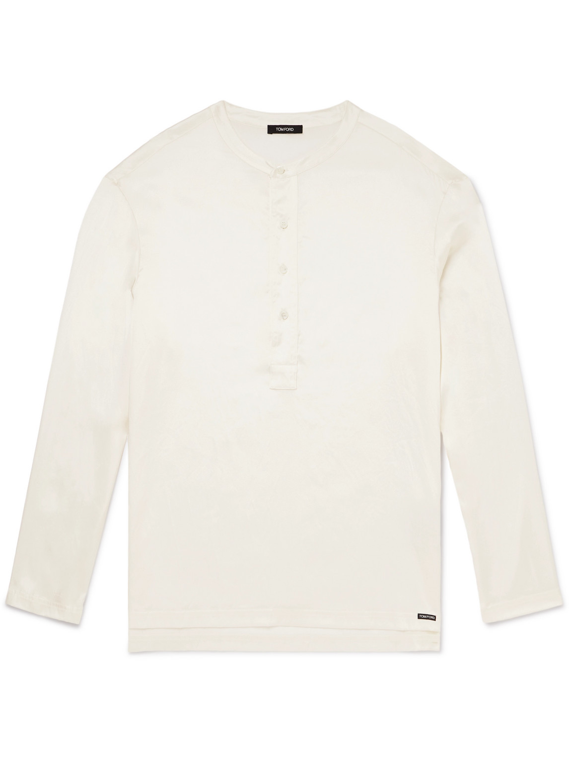 TOM FORD STRETCH-SILK SATIN HENLEY PYJAMA TOP