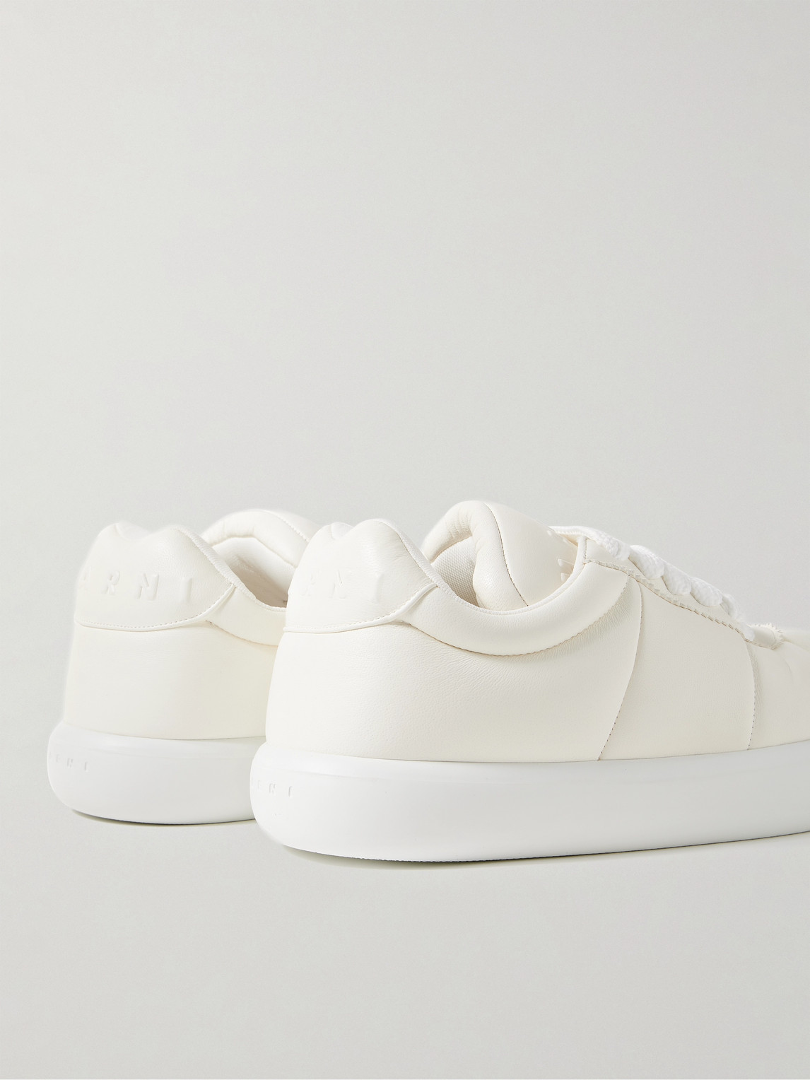 Shop Marni Bigfoot 2.0 Logo-embossed Padded Quilted Leather Sneakers In White