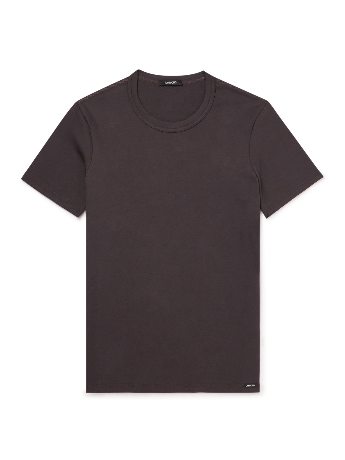 Tom Ford Logo-appliquéd Stretch-cotton Jersey T-shirt In Brown