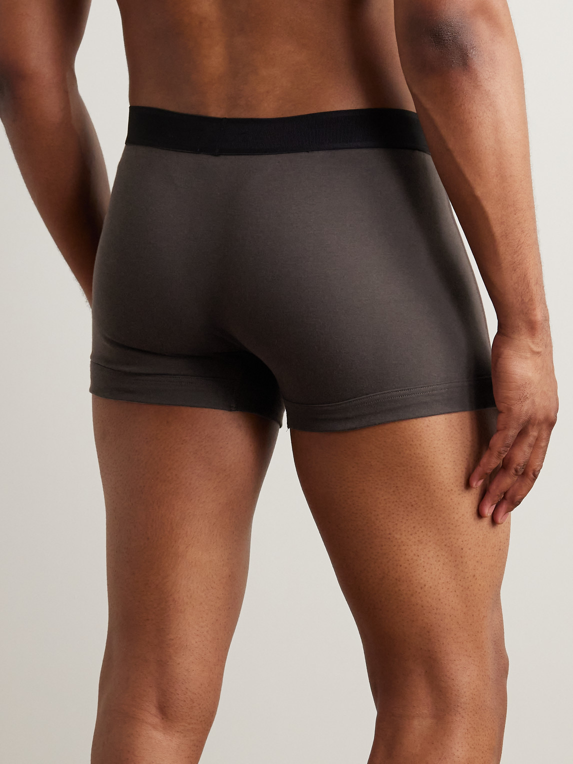Tom Ford Logo-waistband Cotton Boxers In Brown