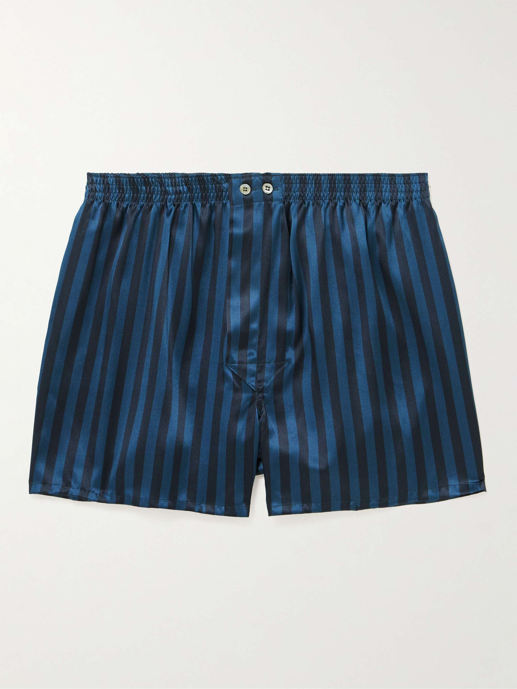 DEREK ROSE Brindisi Striped Silk-Satin Boxer Shorts for Men | MR PORTER