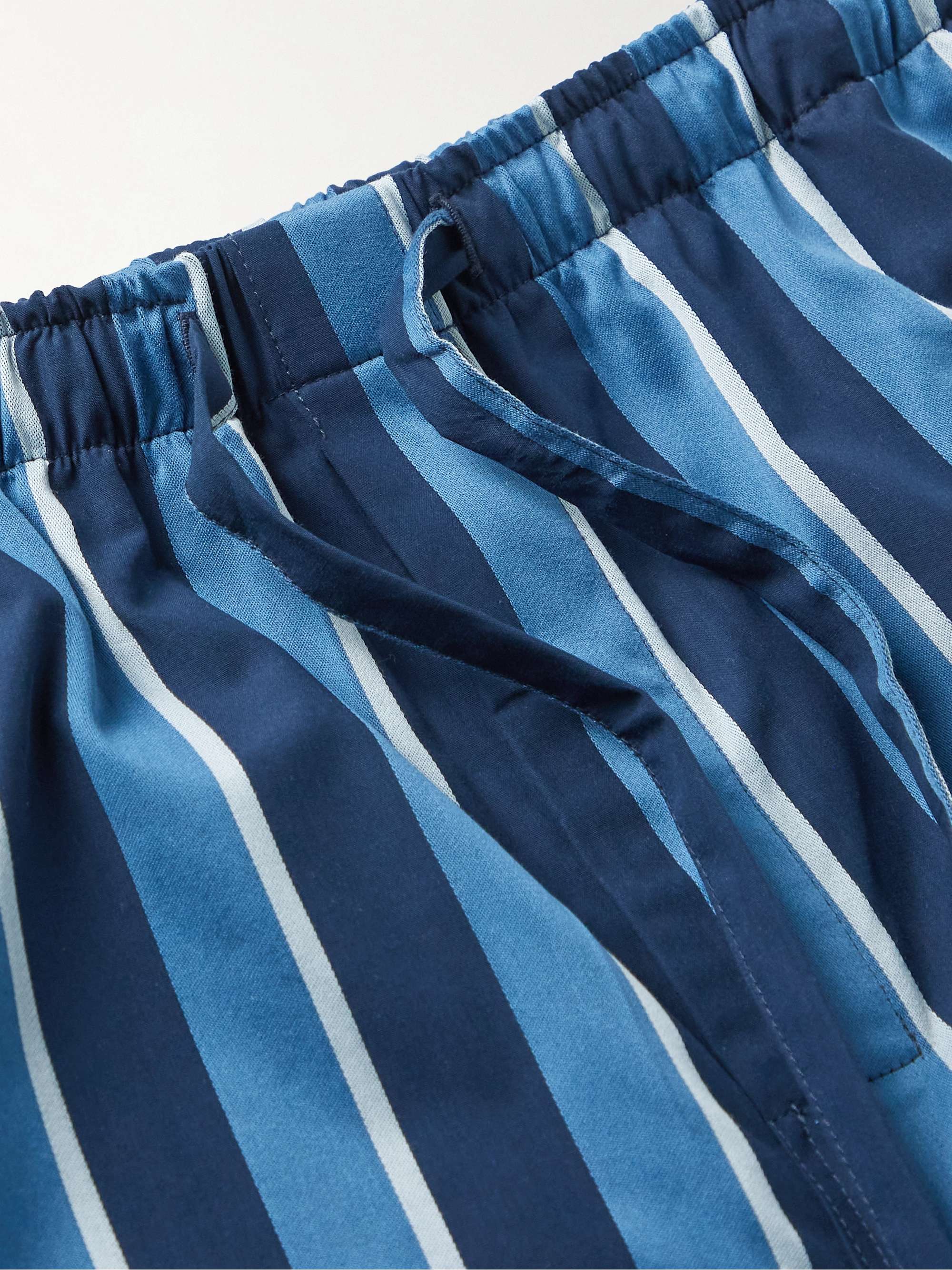 DEREK ROSE Royal 220 Straight-Leg Striped Cotton-Satin Pyjama Trousers ...