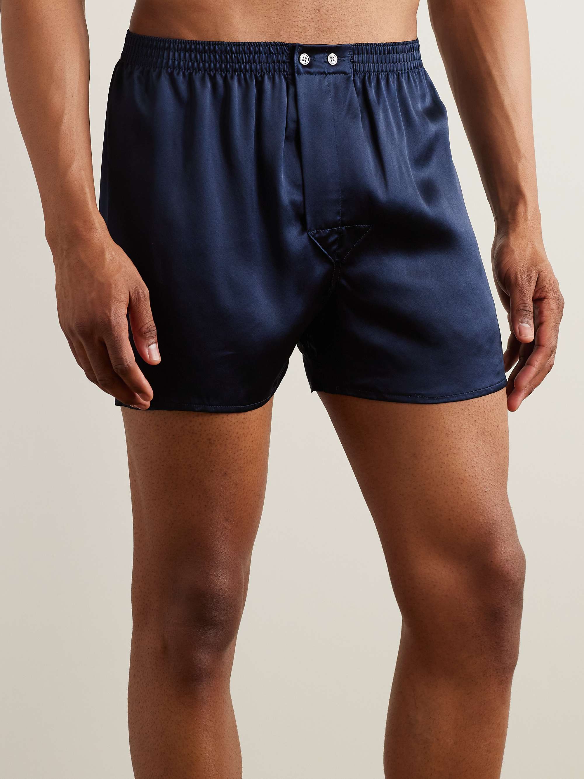 Men's Classic Fit Boxers Brindisi 93 Silk Satin Navy