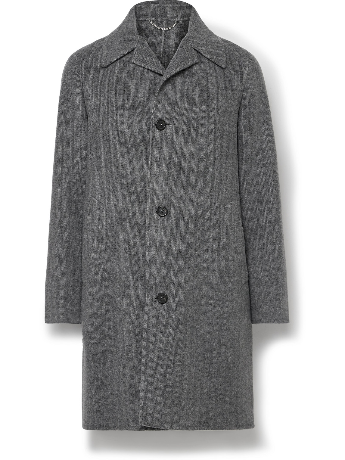 Unstructured Double-Faced Herringbone Wool Car Coat