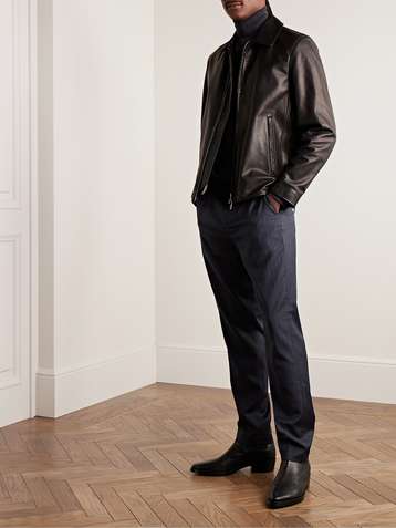 Alfred Dunhill Men's Plain Leather Jacket