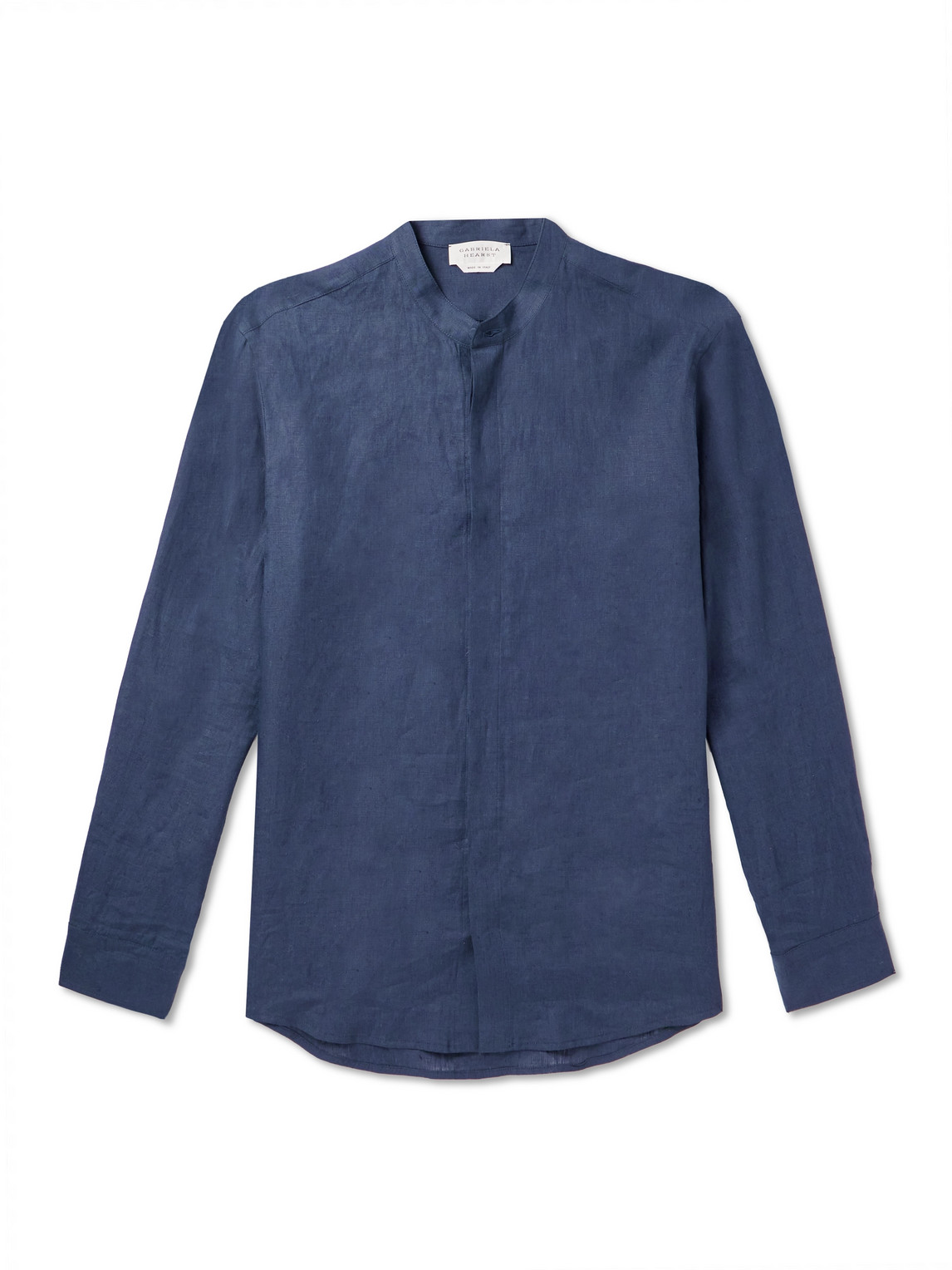 Grandad-Collar Linen Shirt