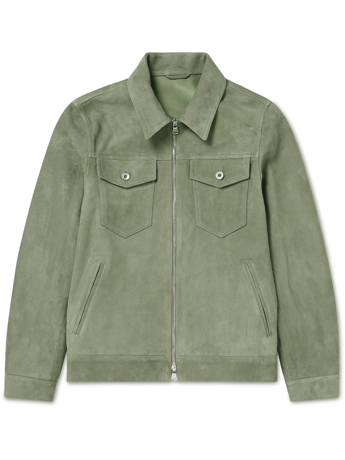 Valstar Suede Trucker Jacket In Green