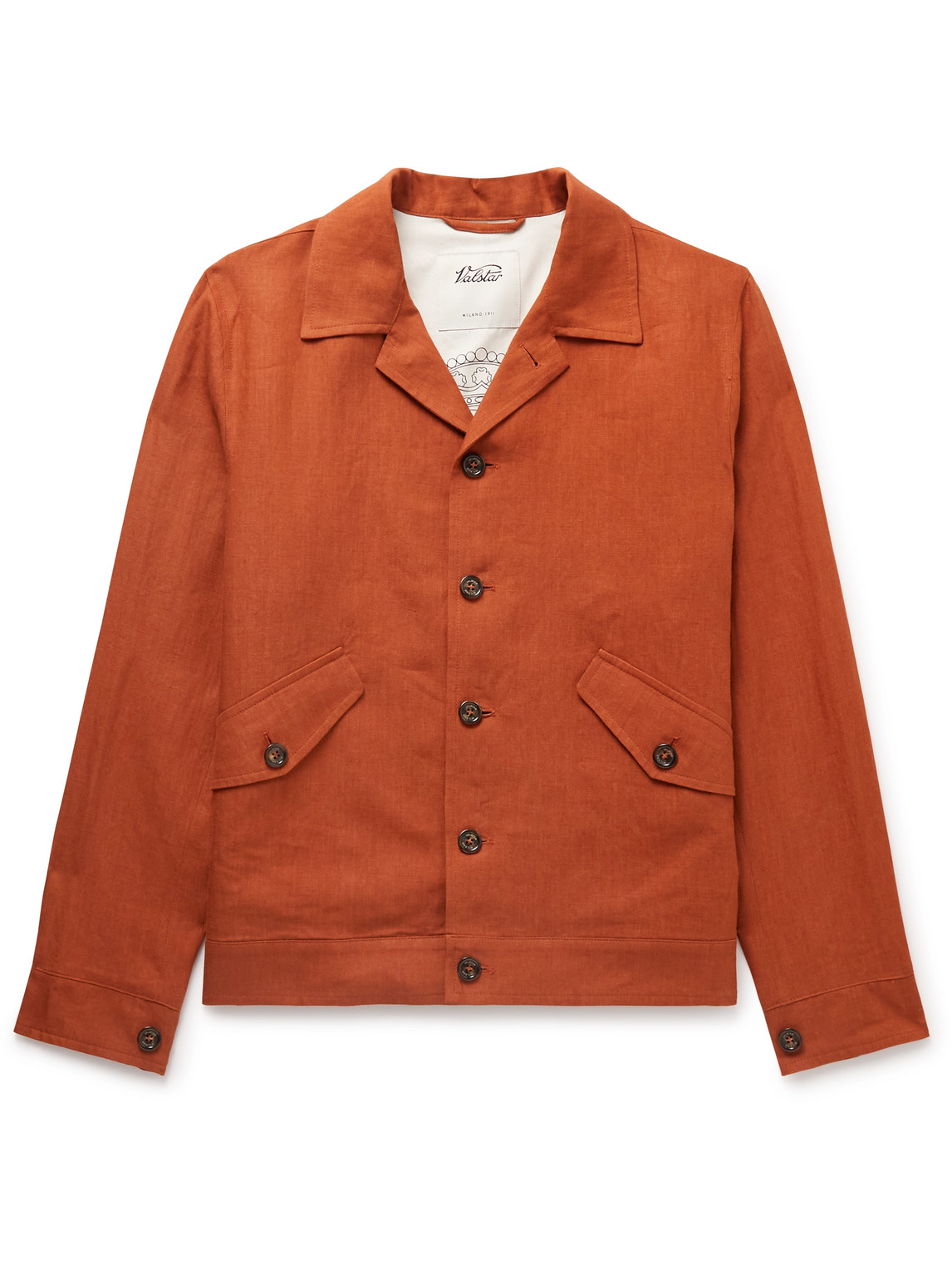 Valstar Convertible-collar Linen Jacket In Burgundy