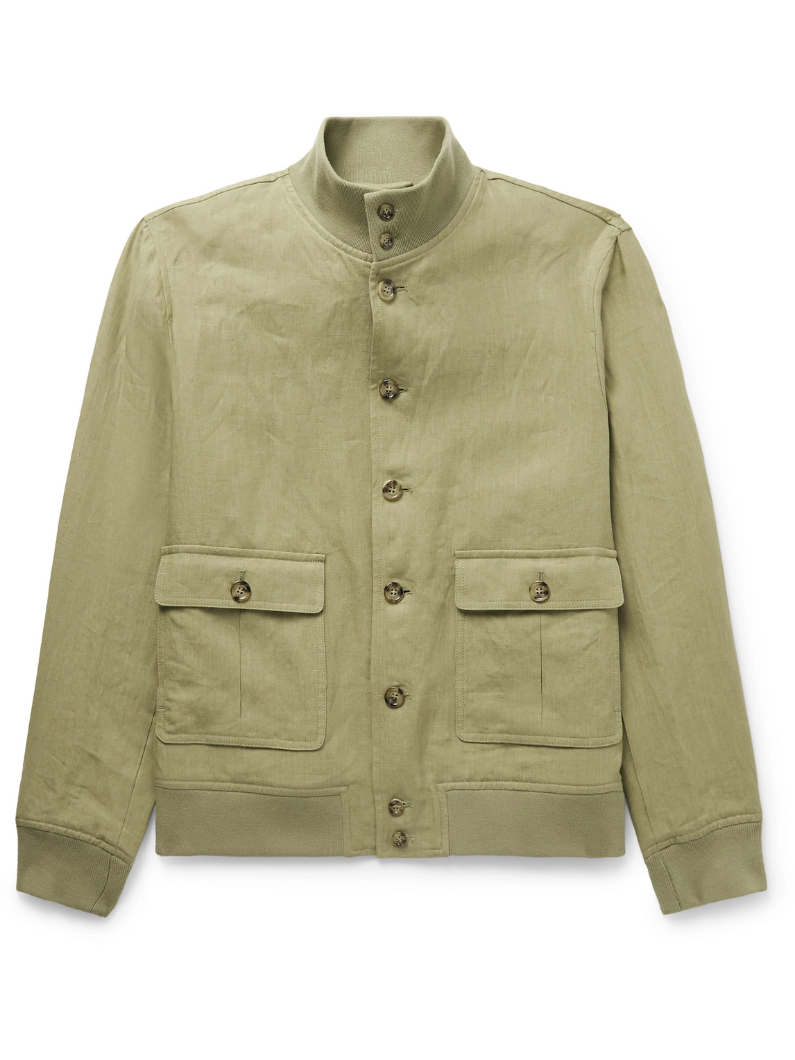 Valstar Ino Linen Bomber Jacket In Green