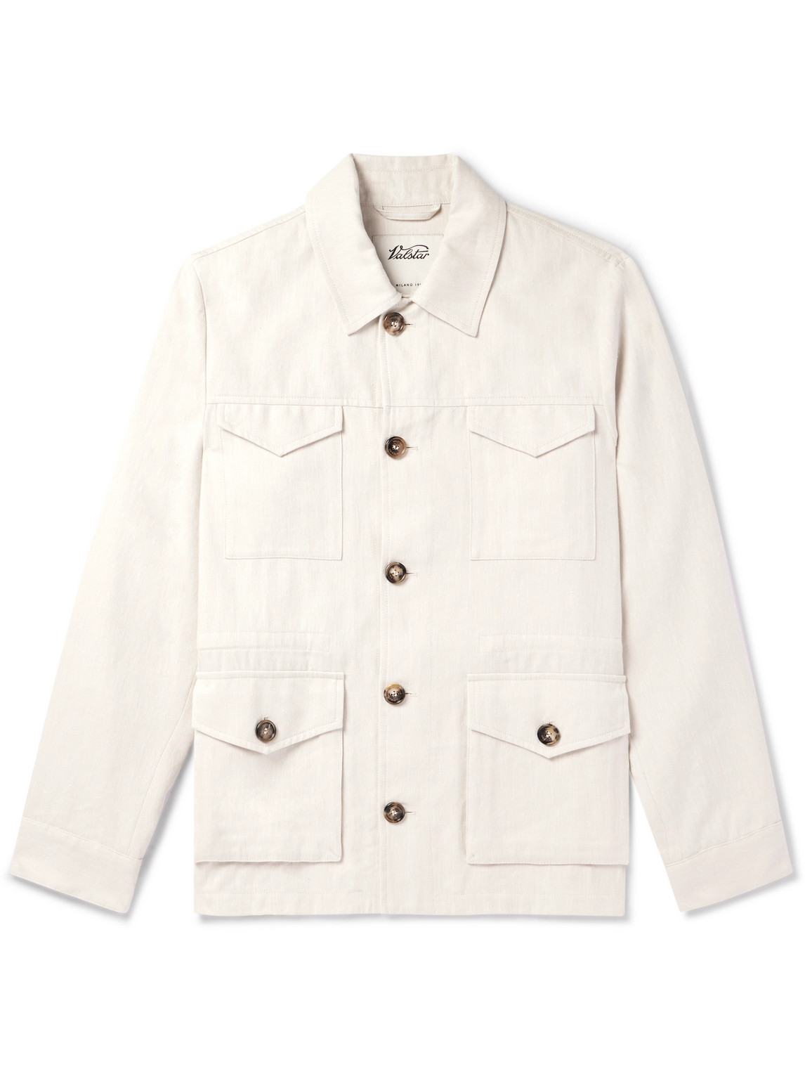 Valstar Herringbone Linen And Cotton-blend Overshirt In Neutrals
