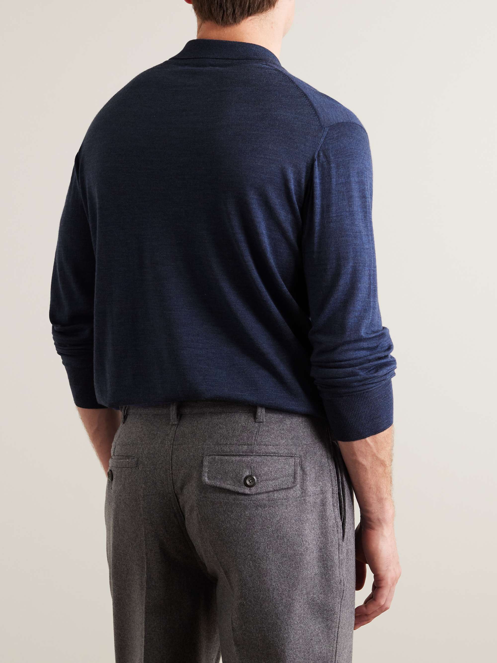 WILLIAM LOCKIE Slim-Fit Merino Wool Polo Shirt