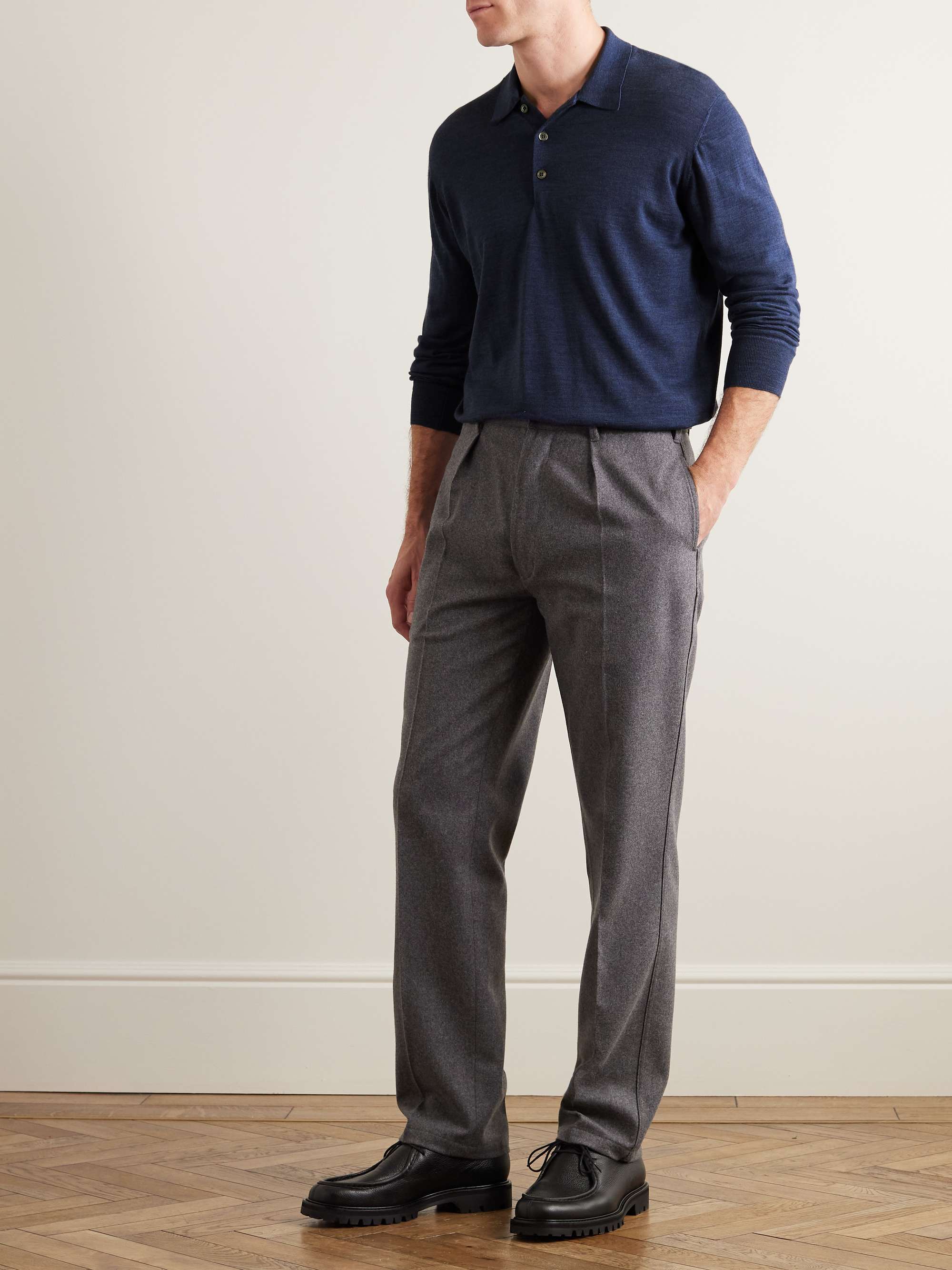 WILLIAM LOCKIE Slim-Fit Merino Wool Polo Shirt